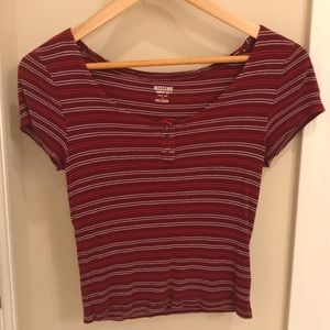 Red striped tight crop top